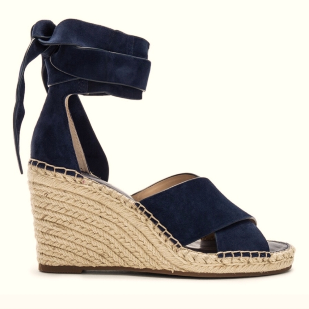 Vince Camuto Leddy Wedge Espidrille Leather Jute Rope Designer Summer #81
